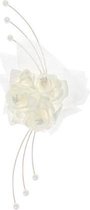 Rattan posies met a rose, creme, 25cm (1 zakje met 4 stuks)