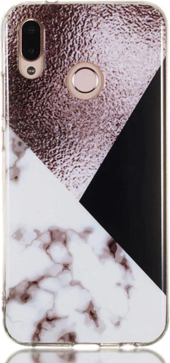 Luxe Soft Back Cover voor Huawei P20 Lite - Marmer - Hoogwaardig TPU Hoesje - Zwart - Wit - Grijs - Siliconen Case