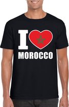 Zwart I love Marokko supporter shirt heren - Marokkaans t-shirt heren XL