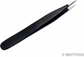 BeautyTools Punt Pincet PRECISION - Pincet met Verstevigde Punt Voor Wimperextensions - Matt Black - Wimper Pincet -Tweezers (9.5 cm) - Inox (BT-0997)