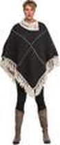 Poncho - omslagdoek - handgemaakt - grijs - ecru – hip- gerecycled - wol - katoen – duurzame kleding - M