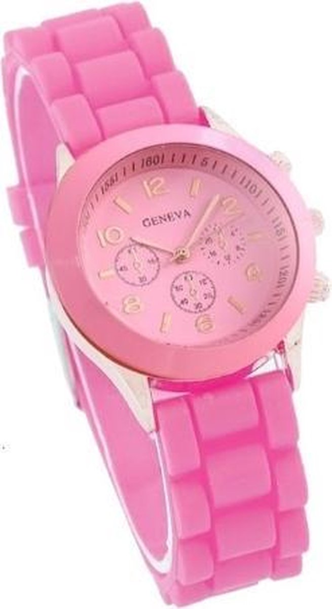 Geneva - Kinder horloge - Siliconen - Roze - Ø 32 mm