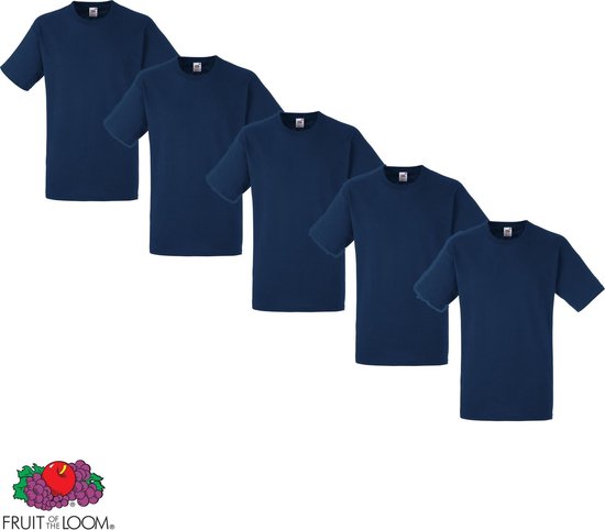 Fruit of the Loom - 5 stuks American Heavy T-shirts Ronde Hals - Blauw - M