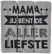 Houten Tekstplank / Tekstbord 20cm "Mama je bent de allerliefste" - Kleur Antique White