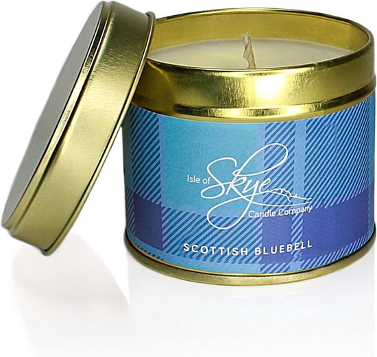 Geurkaars Scottish Bluebell Blikje - 45 uur - Sojawas - Isle of Skye Candle