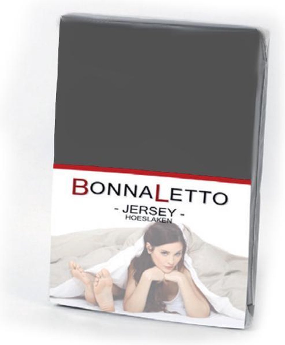 BonnaLetto Topper Hoeslaken Jersey - 80/90x200/220 cm - Antraciet
