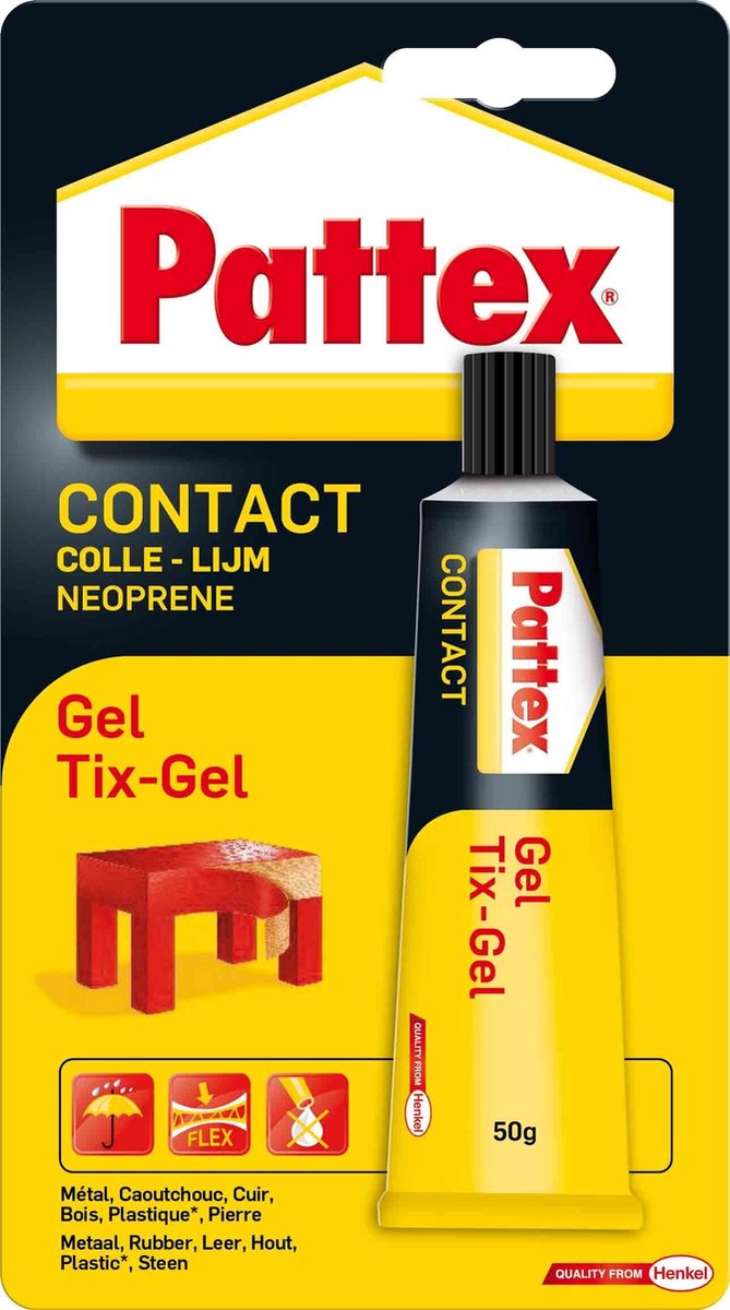 Pattex Contactlijm Tix Gel 50 g - Gelvormig - Druipt niet - Vochtbestendig