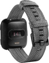 Nylon Horloge Band Geschikt Voor Fitbit Versa (Lite) - Armband / Polsband / Strap Bandje / Sportband - Small/Large - Grijs