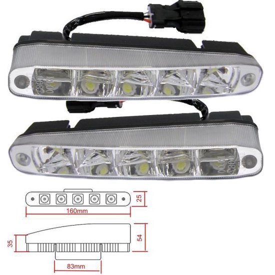 LEDdagrijlichten 2x5 power led