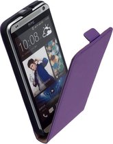 LELYCASE Paars Echt Lederen Flip Case Cover Hoesje HTC Desire 700