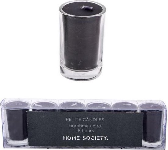 Petits Candles - Kaarsen in kaarsenhouder - 12 Stuks - Zwart - Ø 3 cm - Hoogte 5 cm