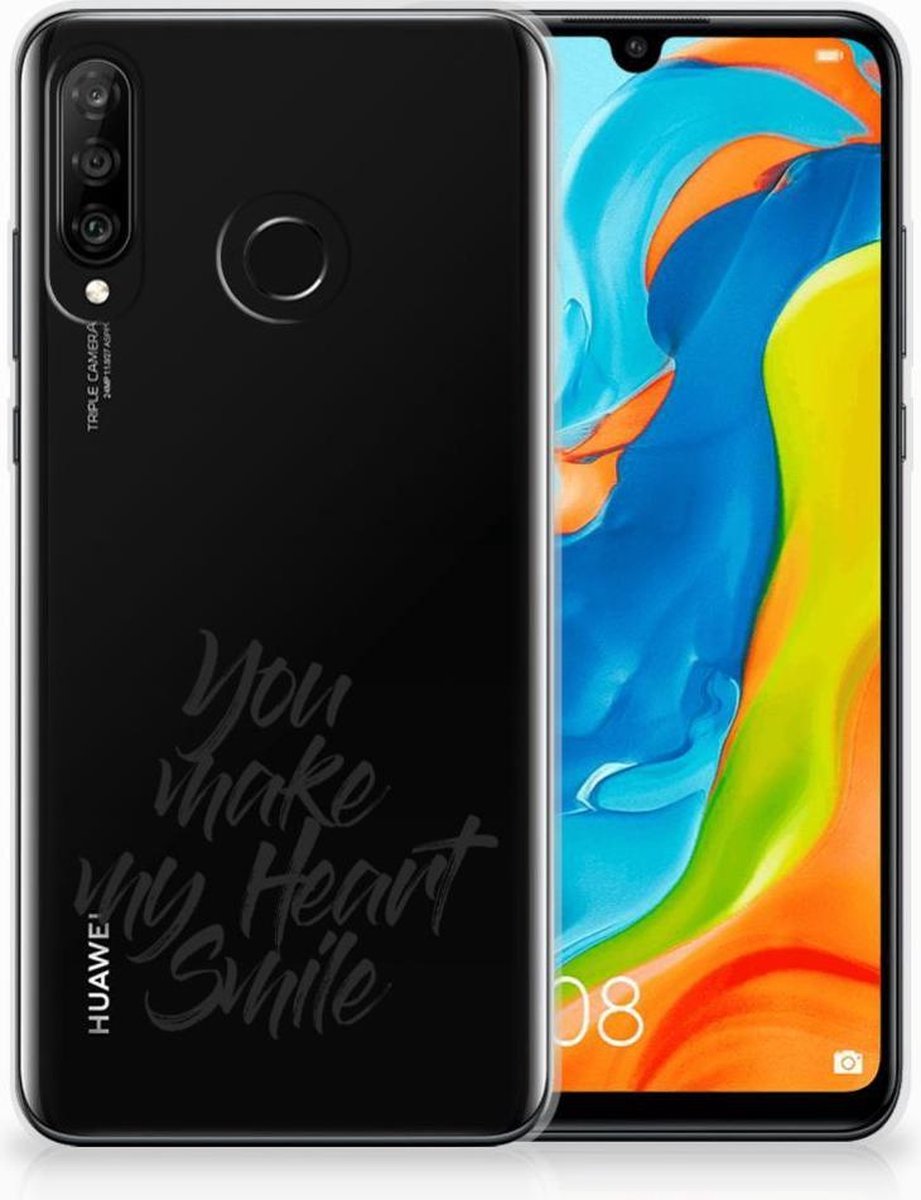 Huawei P30 Lite Siliconen hoesje met naam Heart Smile
