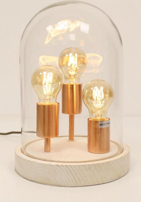 ondergoed Jeugd Prestige Leuke 3-lichts tafellamp STOLP | Hout + koper | bol.com