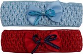 Jessidress Hoofdband Baby Haarband set met kleine strik - Rood/Blauw