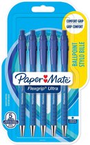 Balpen - Paper Mate Flexgrip Ultra - blauw - medium - blister van 5 stuks