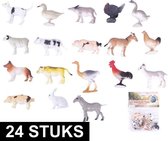 24x Boerderij speelgoed diertjes/dieren - 2-6 cm - kleine speelfiguren voor kinderen