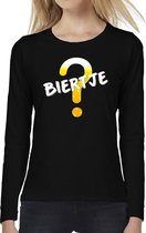 Biertje tekst t-shirt long sleeve zwart voor dames - Biertje shirt met lange mouwen L