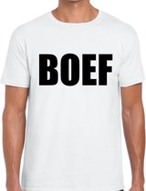 BOEF tekst t-shirt wit voor heren - heren fun shirts S