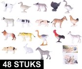 48x Boerderij speelgoed diertjes/dieren 2-6 cm - kleine speelfiguren voor kinderen