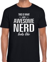 Awesome nerd cadeau t-shirt zwart voor heren S