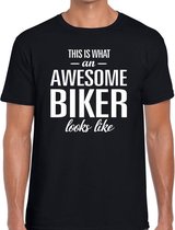 This is what an awesome biker looks like cadeau t-shirt zwart voor heren -  bedankt cadeau voor een motor rijder L