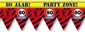 80 jaar party tape/markeerlint waarschuwing 12 meter - Verjaardag afzetlinten/markeerlinten feestartikelen