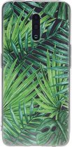 Shop4 - Oppo Reno Hoesje - Zachte Back Case Bladeren Groen