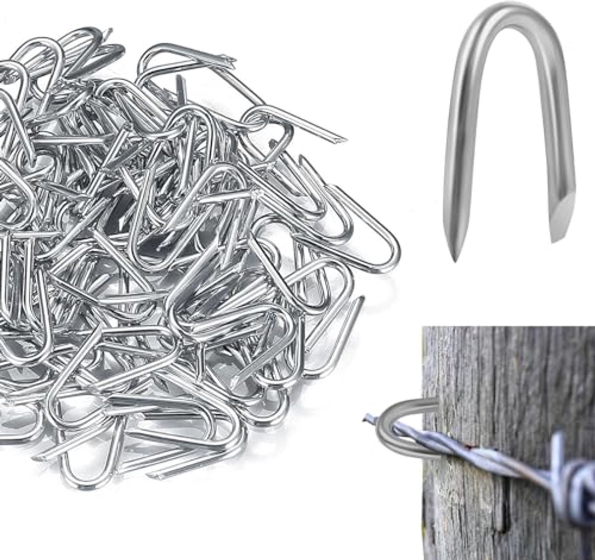 100 Stuks U-krampen voor Hekwerk en Kransen - U-nagels en Krampspijkers voor Netten en Draaddraad