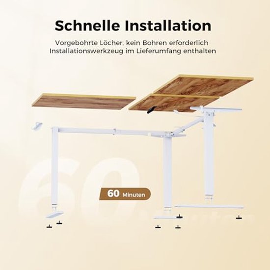 WALKINGDESK L-vormig in hoogte verstelbaar bureau, 160 x 140 cm elektrisch Staand Bureau, hoekbureau ergonomisch zit-sta tafel computerbureau geheugenfunctie voor 4 hoogtes, Zwart