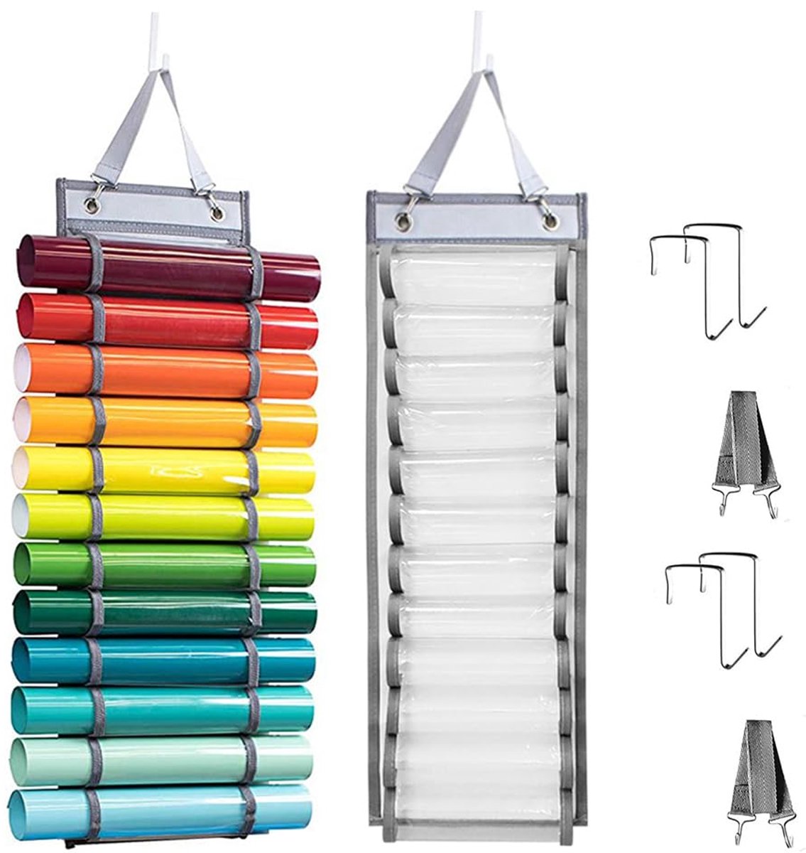 2pcs Vinyl Organiser Roll Holders, Vinyl Roll Organizer, Vinyl Roll Holder, Storage Organizer, for Storing Paper, Cross Stitch Embroidery, 12 Compartments/Pieces