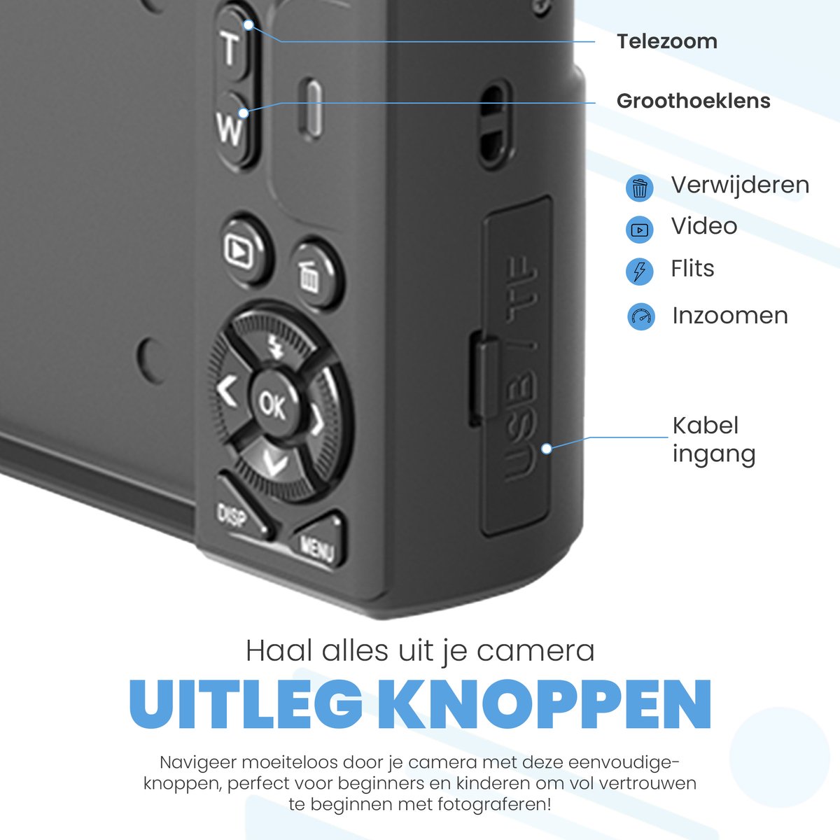 Roxa 48MP WiFi-camera met 180° klapscherm thumbnail 3