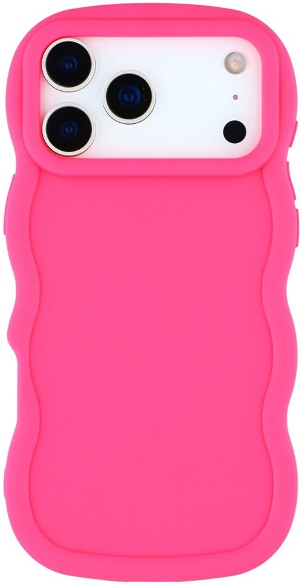 Hoesje geschikt voor Apple iPhone 17 Pro - Phonesta Wavy Silicone Back Cover - Hot Pink