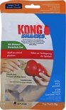 Verpakking Kong Snacks Large/Grand met rode Kong speeltje en bruine traktaties. Bacon & Cheese smaak.