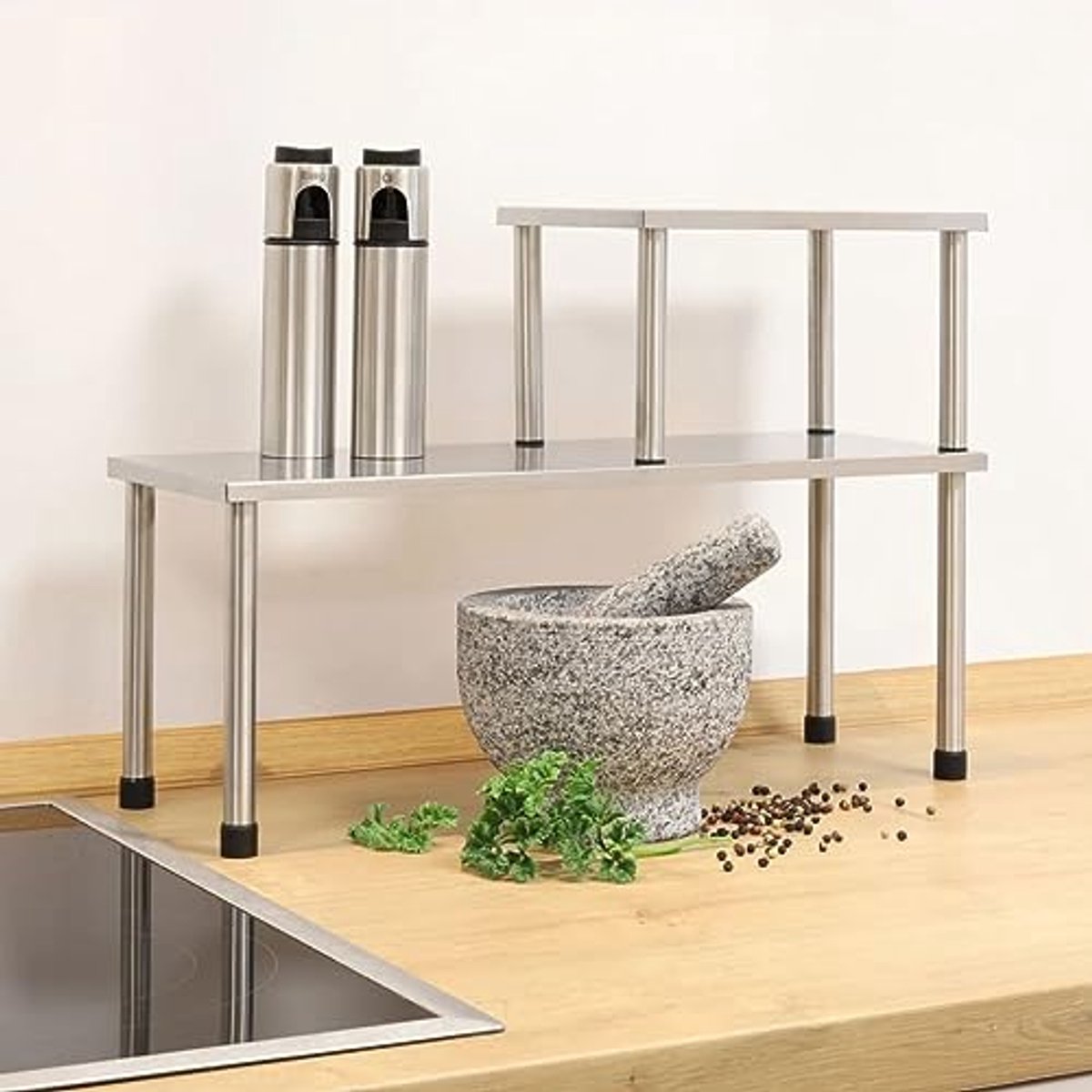 Keukenrek RVS 45x16 en 22x16 cm voor Spoelbak