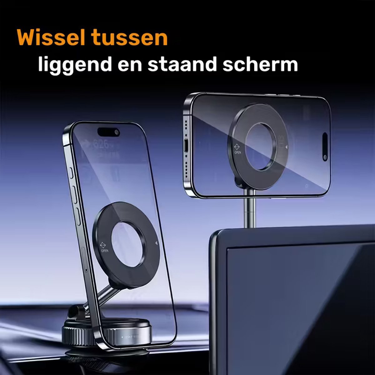 Magnetische Telefoonhouder voor Auto en Bureau – 360° Draaibaar, Sterke N52 Magneten