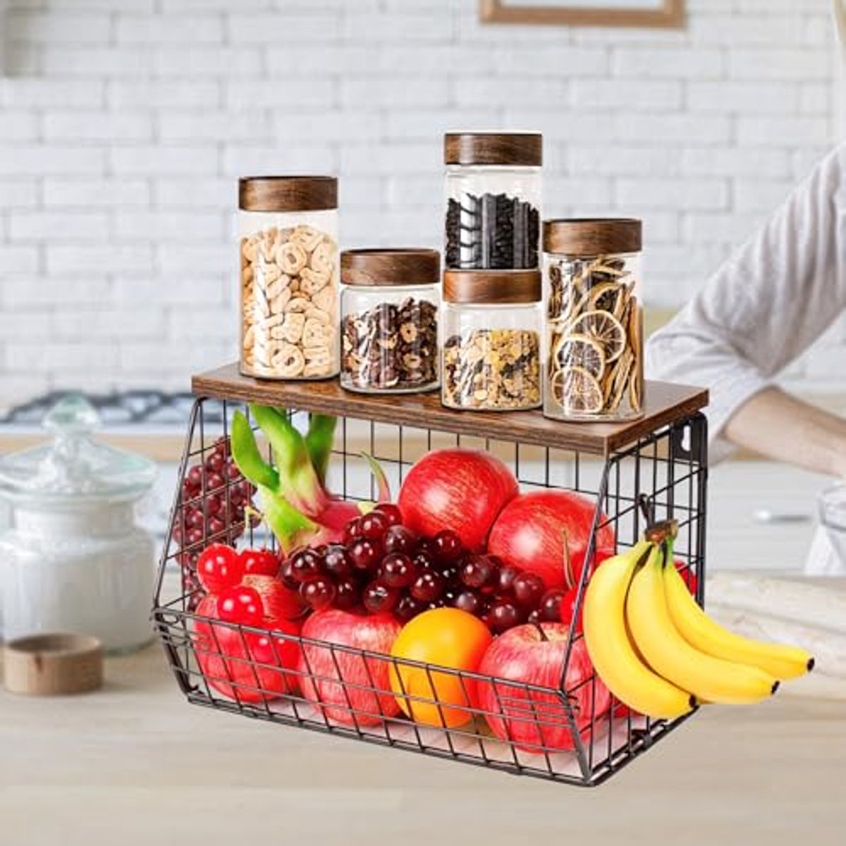 Moderne Fruitschaal van Koolstofstaal met Wandmontage en Stapelbare Optie