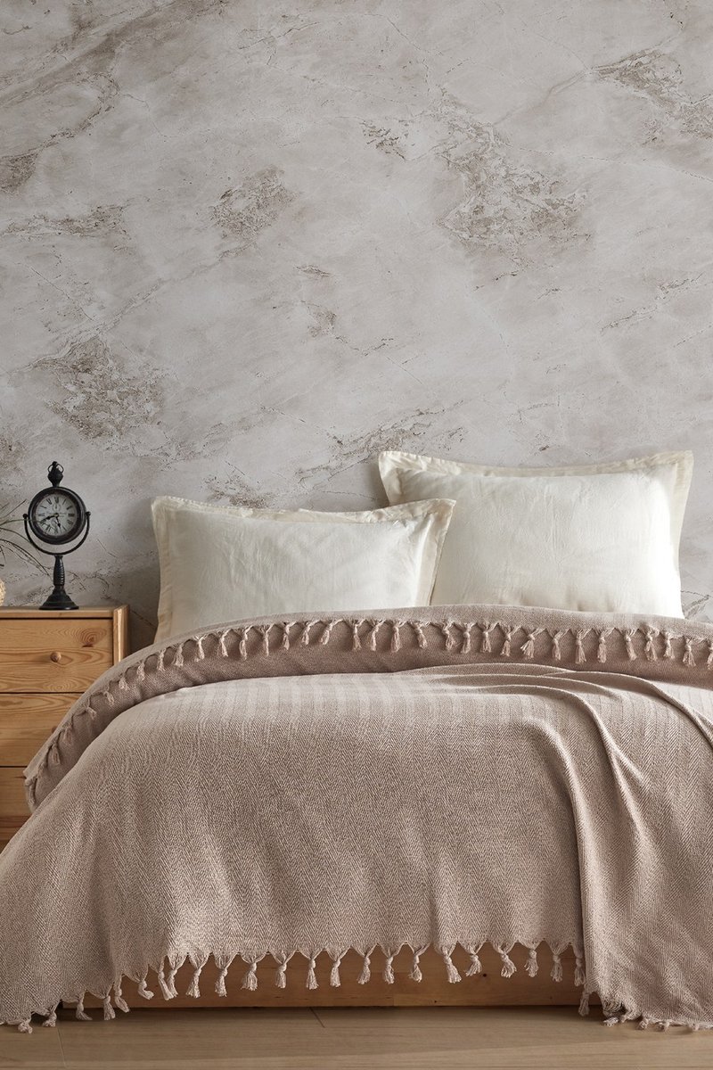 Asir - Dubbele Piqué Deken - 200 x 220 cm - Beige