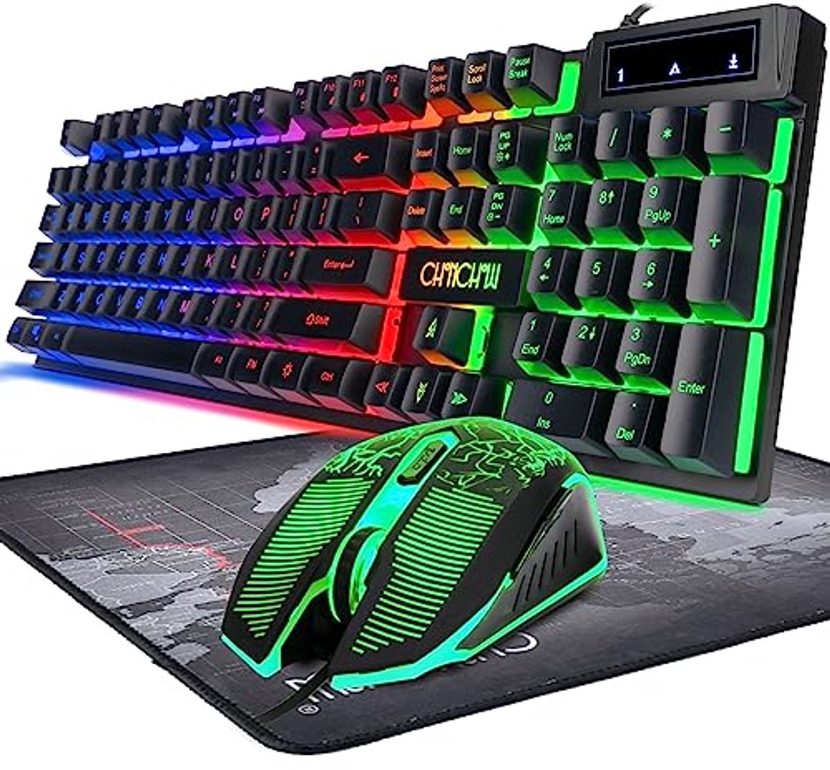 Gaming Keyboard en Muis Set met RGB Verlichting - Bedraad Toetsenbord en Optische Muis met Hoog DPI