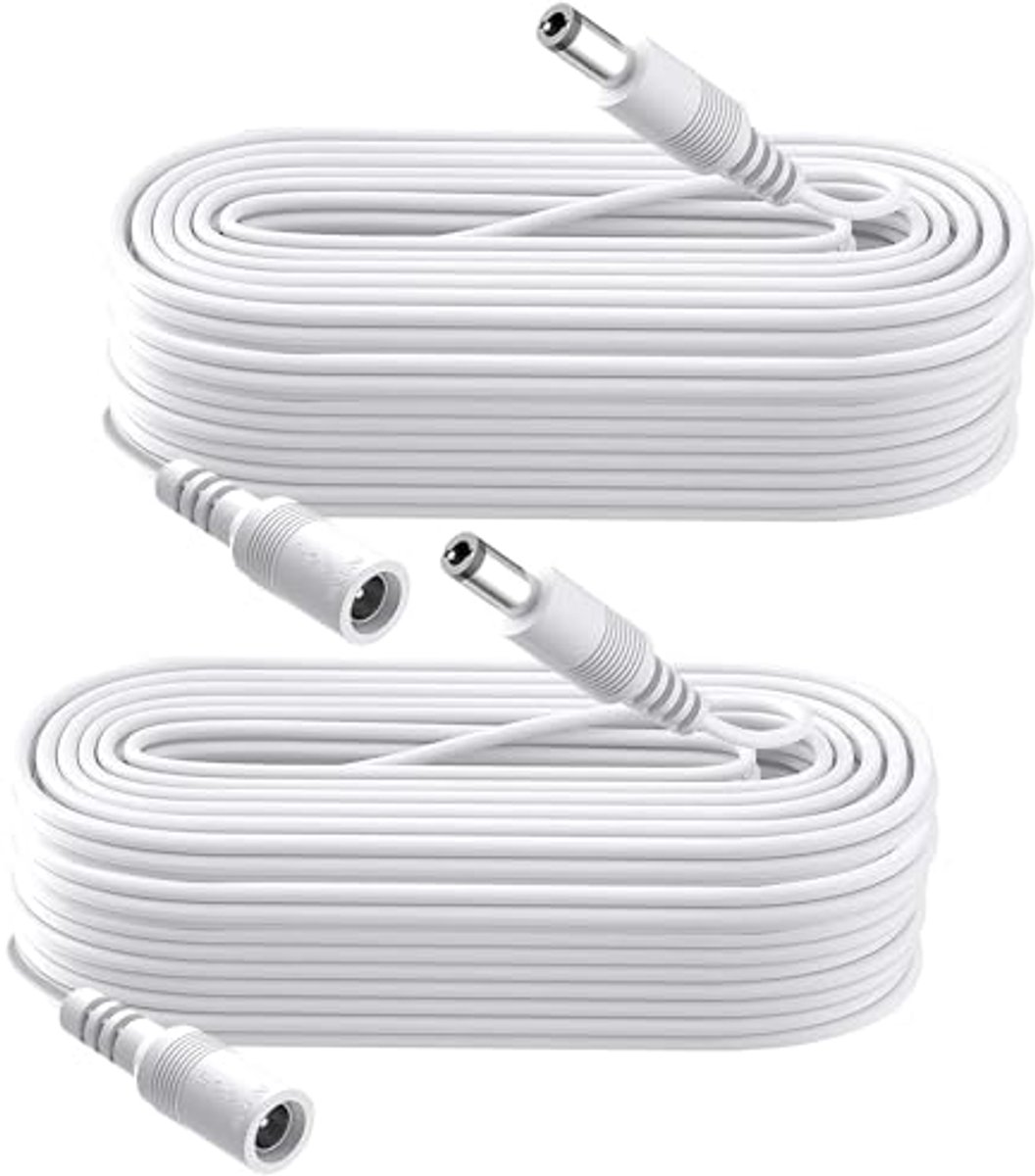 Pack van 2 8 m Verlengkabel 5.5 mm x 2.1 mm DC voor CCTV, LED Strip, en Meer