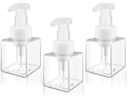 Ynkkvre - 3 x 250 ml lege schuimzeepdispensers - hervulbare kunststof pompflessen - transparante flessen voor shampoo, vloeibare zeep en gezichtsreiniger