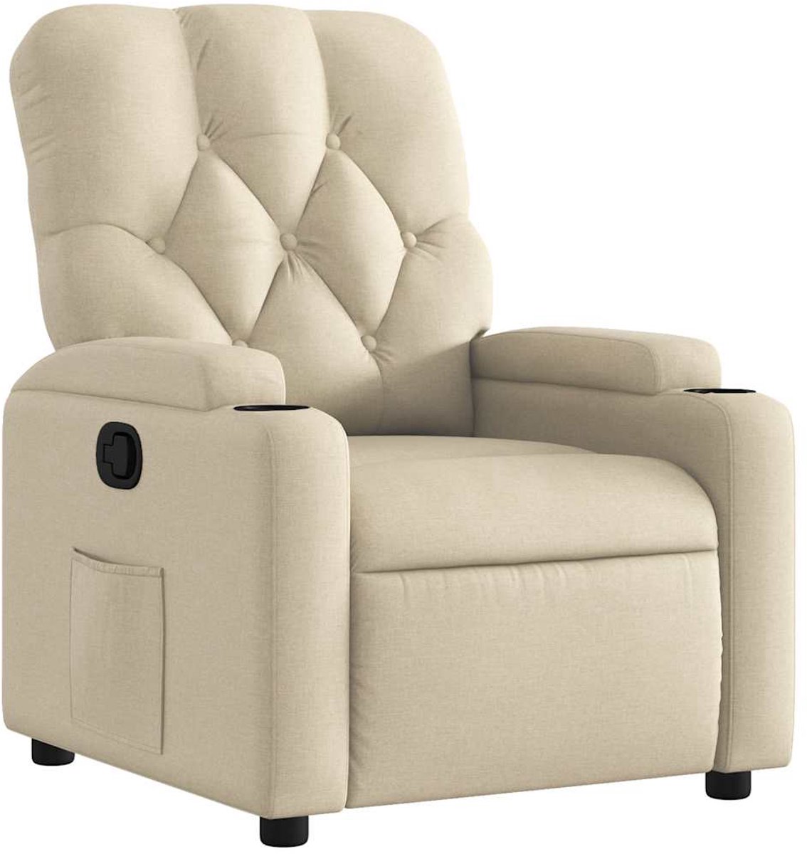 vidaXL Fauteuil - verstelbaar - stof - crèmekleurig