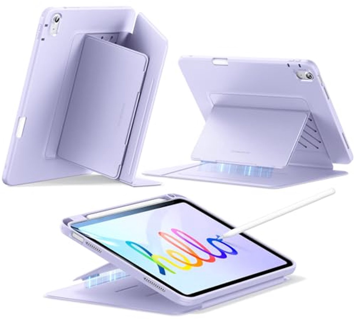 TPU Hoes voor iPad 11e en 10e Generatie - Ultra-stabiele Cover met Penhouder en Verticale Standaard - Lichtpaars