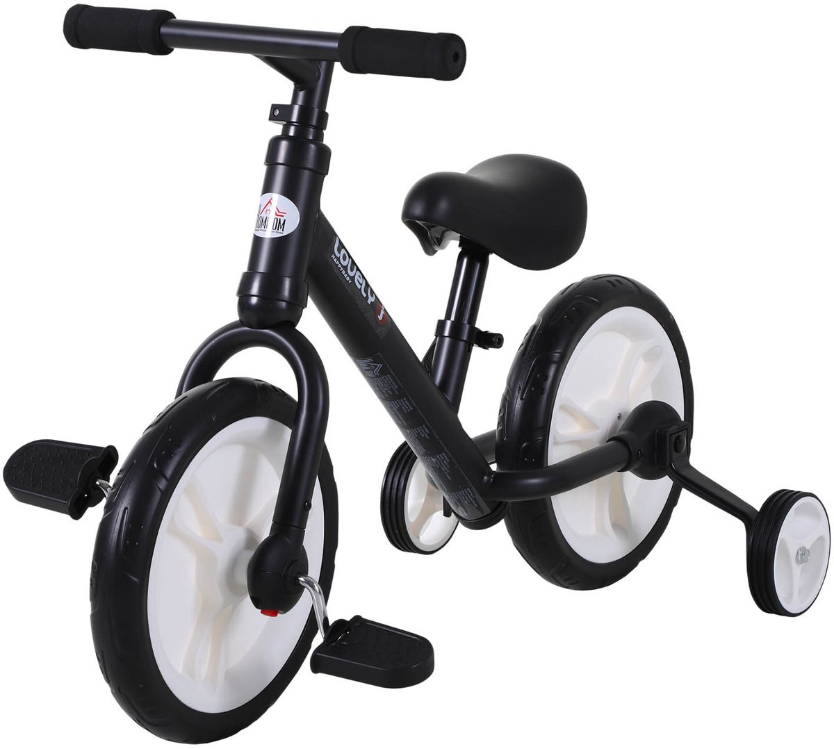 HOMCOM Kinderbalansfiets PP, metaal, EVA L85 x B36 x H54 cm Zwart