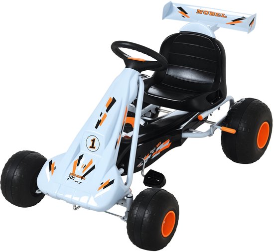 Homcom Go-kart voiture à pédales pour enfants avec pédales pour 3-8 ans acier bleu clair 341-035