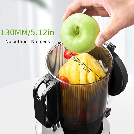 Slowjuicer - Langzame Juicer - Sapcentrifuge - Fruitpers - Groentepers - Ruime Vulopening 135 Mm - Grote Inhoud 1,8 Liter - Zilver van Corenia — afbeelding 3