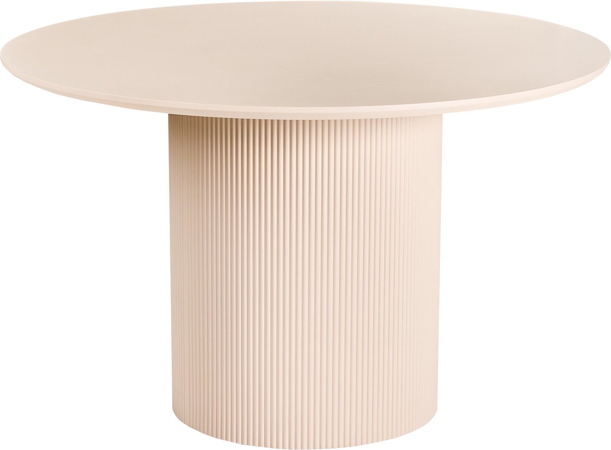 NEWELL - Ronde eettafel - Lichtbeige - 120 cm - Hout