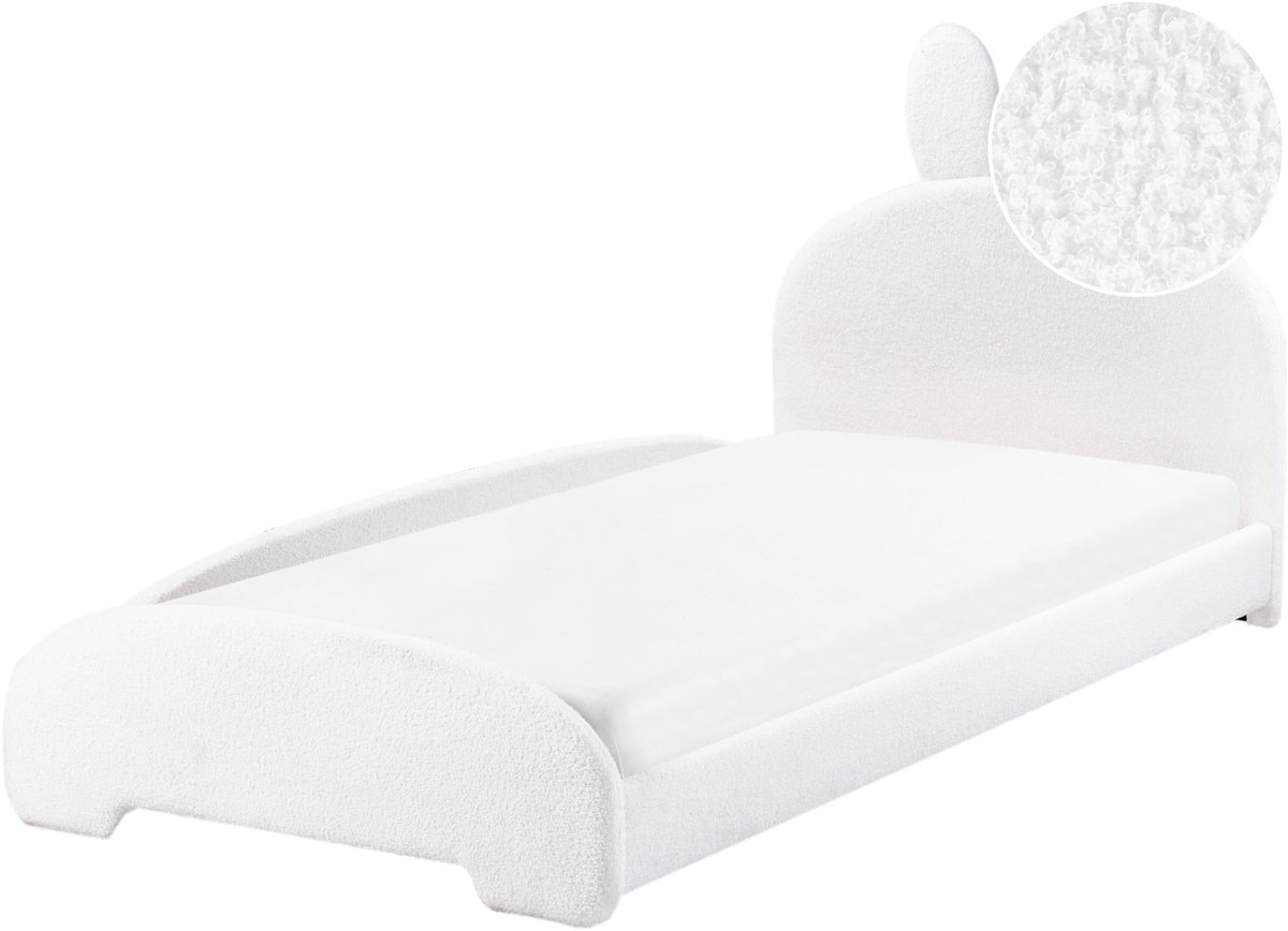 PERROS - Kinderbed - Gebroken wit - 90 x 200 cm - Bouclé