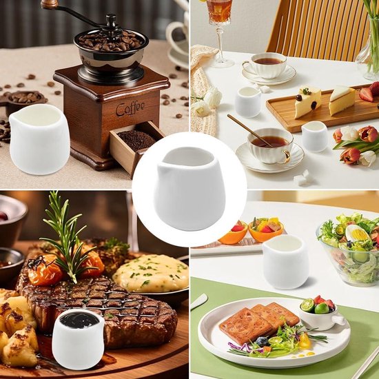 Flexzion Keramische dompelkommen, kleine kommen om te dompelen met handvat, specerijenbekers sojasausschotel, porseleinen ramekins, saushouders, containers voor kleine bijgerechten, dips - 3 oz, set