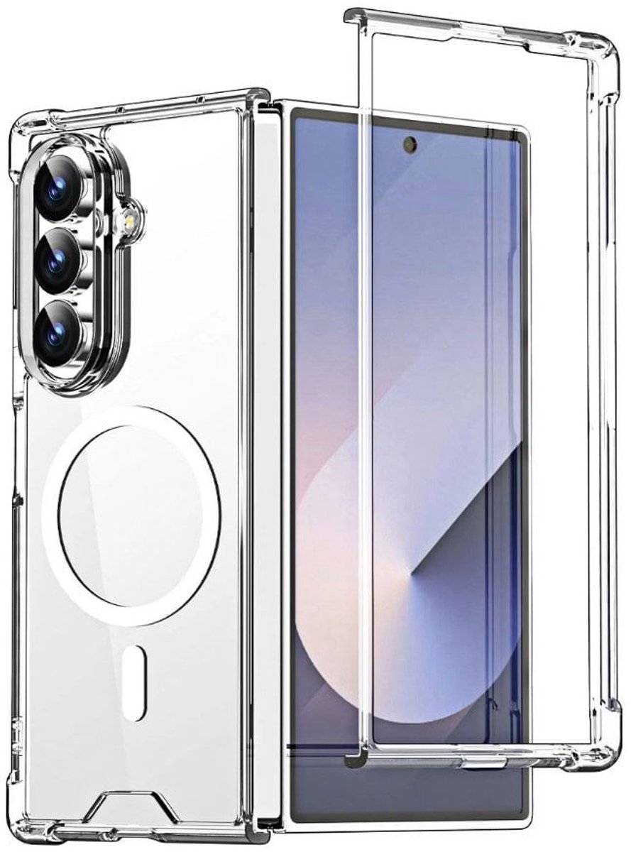 Geschikt voor Samsung Galaxy Z Fold 7 hoesje transparant – Stevig – Anti-shock en geschikt voor MagSafe
