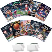 Inspra Studio – Luxe Kerstkaarten met Enveloppen – 10 Stuks – Sport Wenskaarten Collectie #5 – Artistieke Sportieve Illustraties met Winterse Sfeer